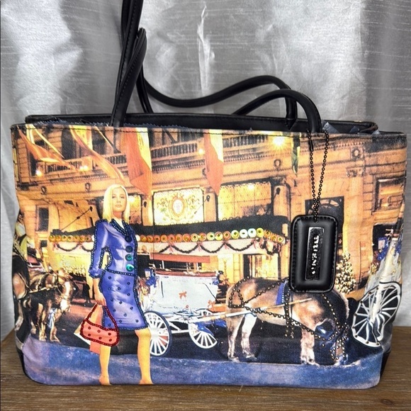 Bueno Handbags - Bueno Lady with Horse & Carriage Embellished Large Shoulder Bag